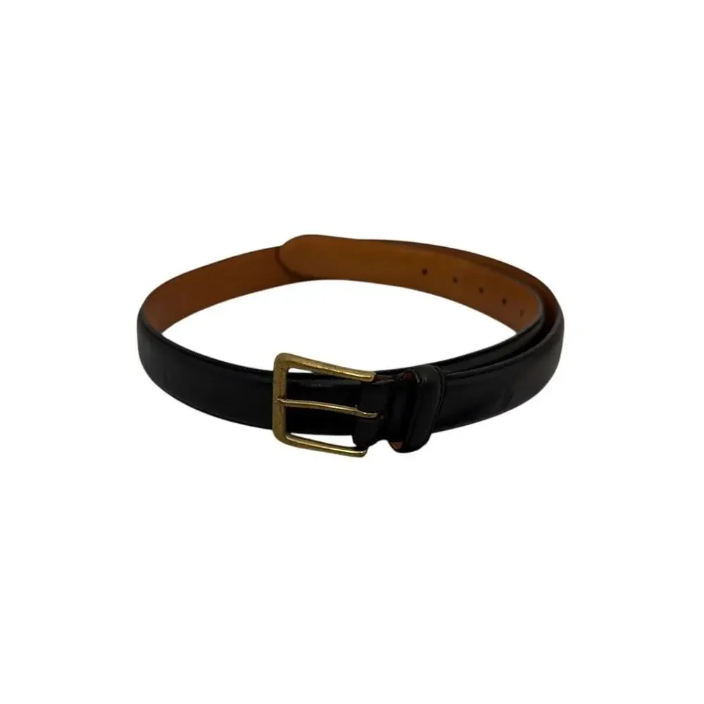 Polo Ralph Lauren Genuine Italian Leather Black Belt Brass Buckle Size 38